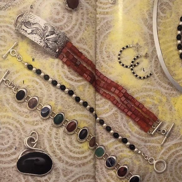 Rare Silpada Triple Strand Carnelian Sterling Silver Toggle Clasp Bracelet N0880 - Picture 5 of 16